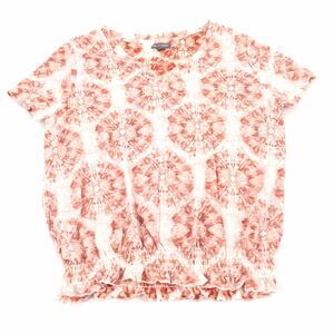 Falls Creek Tye Dye Short Sleeve Blouse Top Size Large Womens Coral Orange White